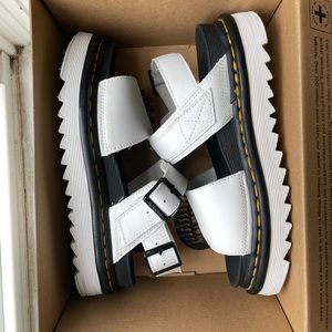 Voss Dr.Marten Sandals - Hydro Leather- White and Black on white soles